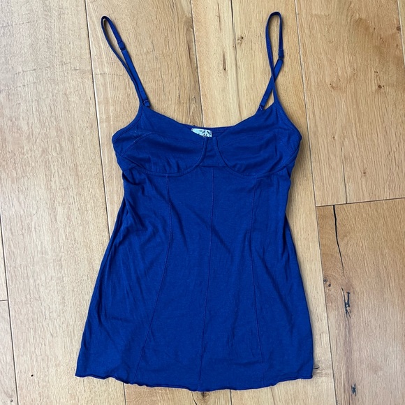 Free People Jersey Royal Blue Underwire Bralette Corset Cami, Size Medium - Picture 1 of 6